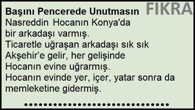 Başını Pencerede Unutmasın Fıkrası
