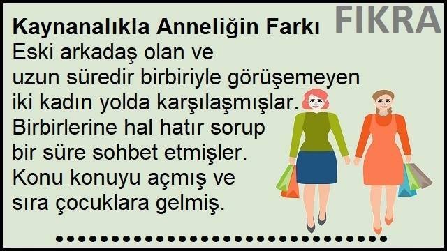 Kaynanalıkla Anneliğin Farkı Fıkrası